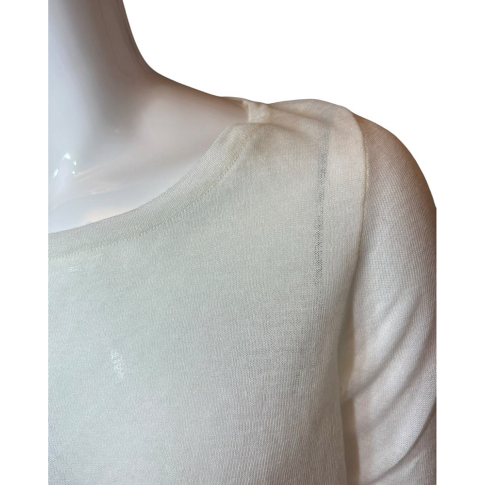 Sarah Pacini Sheer Ramie Knit Sweater, OS, Ivory Italy High Low Layered Gauze - Picture 4 of 15